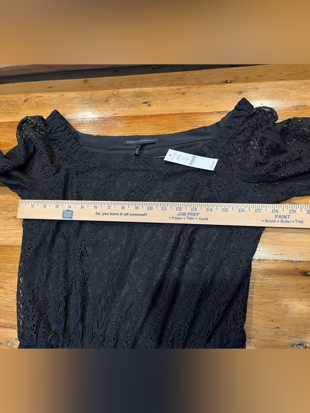 White House Black Market Black Lace Off the Shoulder Dress Vintage Romantic Boho - Picture 8 of 10